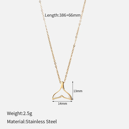 Wholesale Jewelry Simple Style Fish Tail 304 Stainless Steel Shell 14K Gold Plated Inlay Pendant Necklace