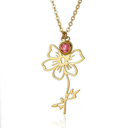 Wholesale Jewelry Simple Style Floral 304 Stainless Steel Plating Pendant Necklace