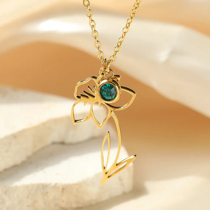 Wholesale Jewelry Simple Style Floral 304 Stainless Steel Plating Pendant Necklace