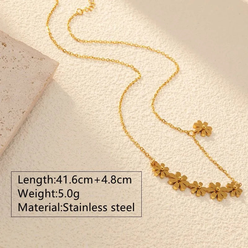 Wholesale Jewelry Simple Style Flower 304 Stainless Steel 18K Gold Plated Jewelry Set