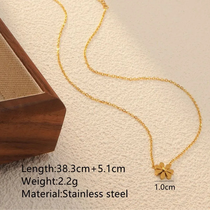 Wholesale Jewelry Simple Style Flower 304 Stainless Steel 18K Gold Plated Jewelry Set