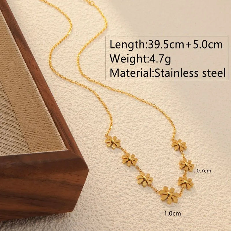 Wholesale Jewelry Simple Style Flower 304 Stainless Steel 18K Gold Plated Jewelry Set