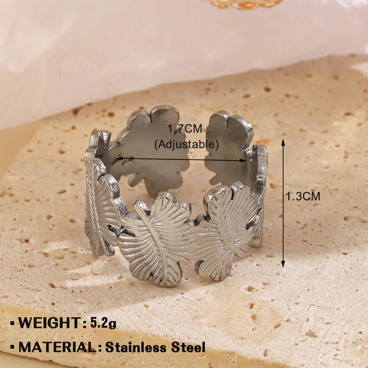 Wholesale Jewelry Simple Style Flower 304 Stainless Steel Plating Open Rings