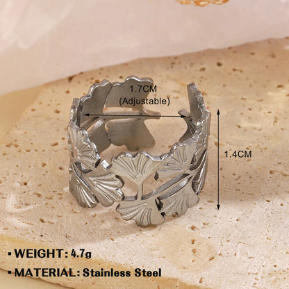 Wholesale Jewelry Simple Style Flower 304 Stainless Steel Plating Open Rings