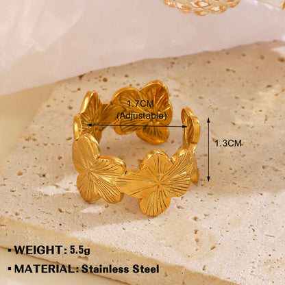 Wholesale Jewelry Simple Style Flower 304 Stainless Steel Plating Open Rings