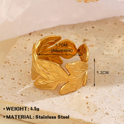 Wholesale Jewelry Simple Style Flower 304 Stainless Steel Plating Open Rings