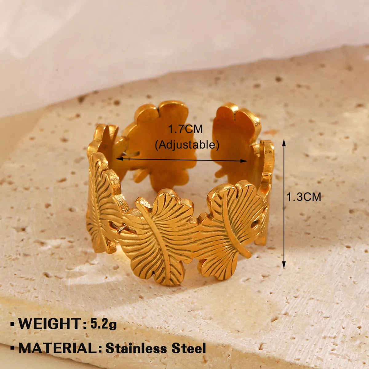 Wholesale Jewelry Simple Style Flower 304 Stainless Steel Plating Open Rings