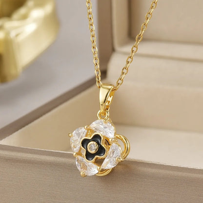 Wholesale Jewelry Simple Style Flower Titanium Steel Irregular Plating Pendant Necklace