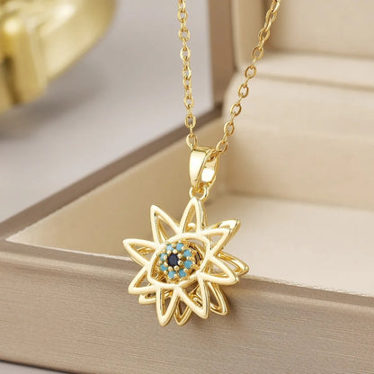 Wholesale Jewelry Simple Style Flower Titanium Steel Irregular Plating Pendant Necklace