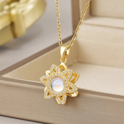 Wholesale Jewelry Simple Style Flower Titanium Steel Irregular Plating Pendant Necklace