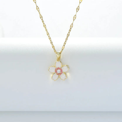 Wholesale Jewelry Simple Style Flower Titanium Steel Plating Pendant Necklace