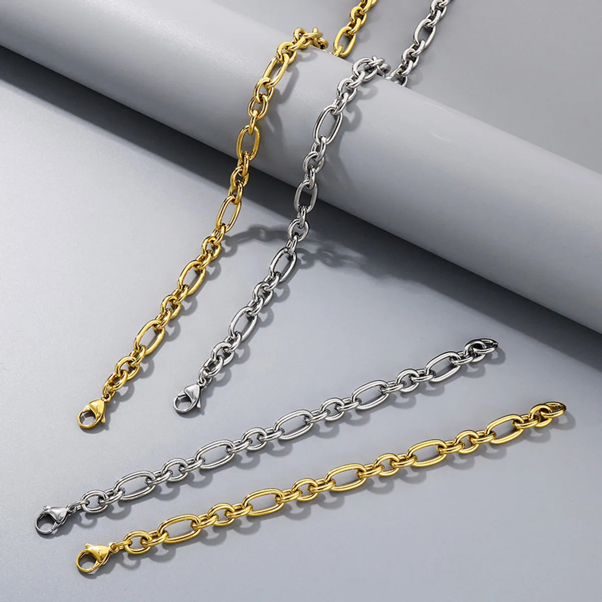 Wholesale Jewelry Simple Style Geometric 304 Stainless Steel 18K Gold Plated Bracelets Necklace