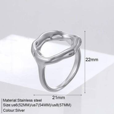 Wholesale Jewelry Simple Style Geometric 304 Stainless Steel 18K Gold Plated Hollow Out Rings