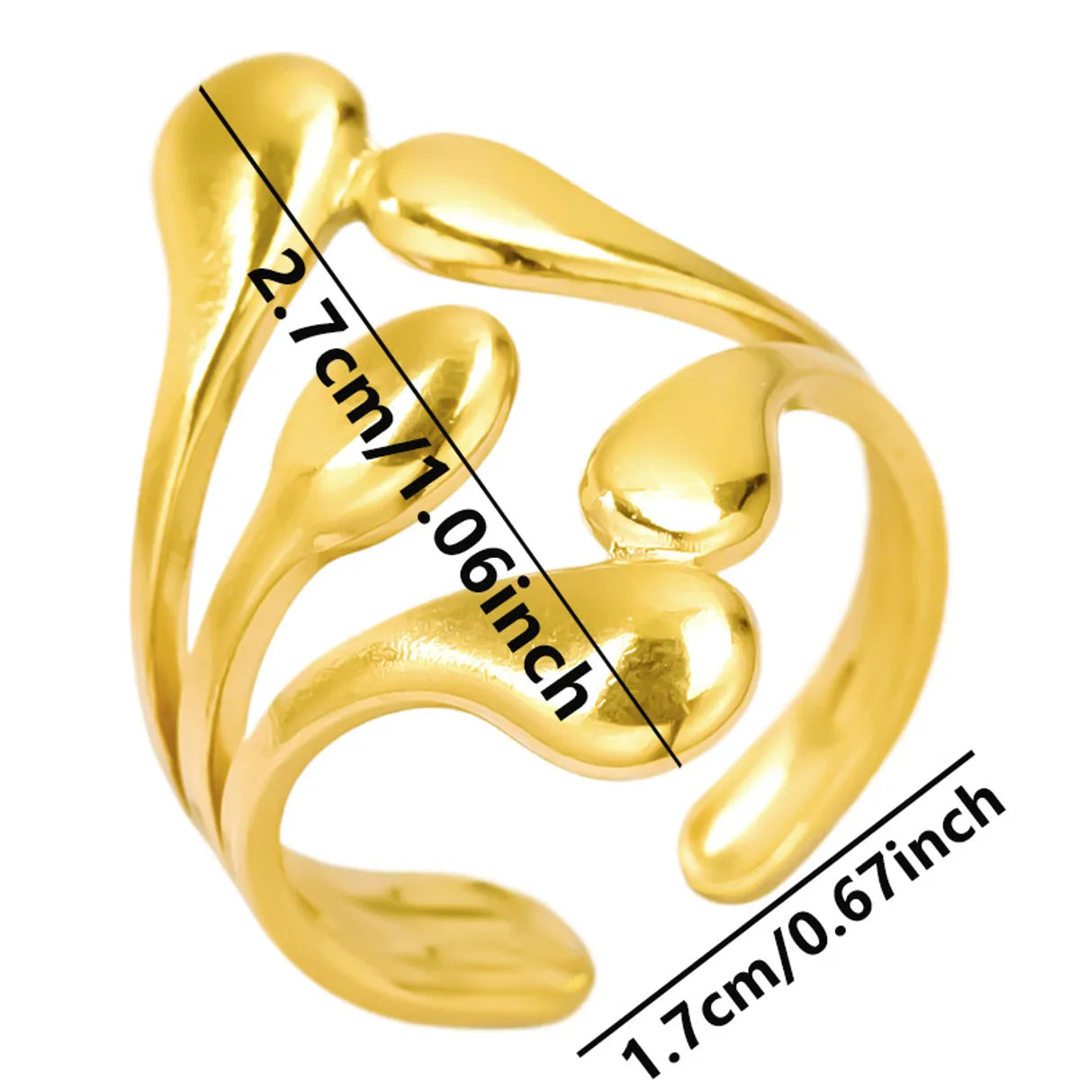 Wholesale Jewelry Simple Style Geometric 304 Stainless Steel 18K Gold Plated Irregular Polishing Open Rings