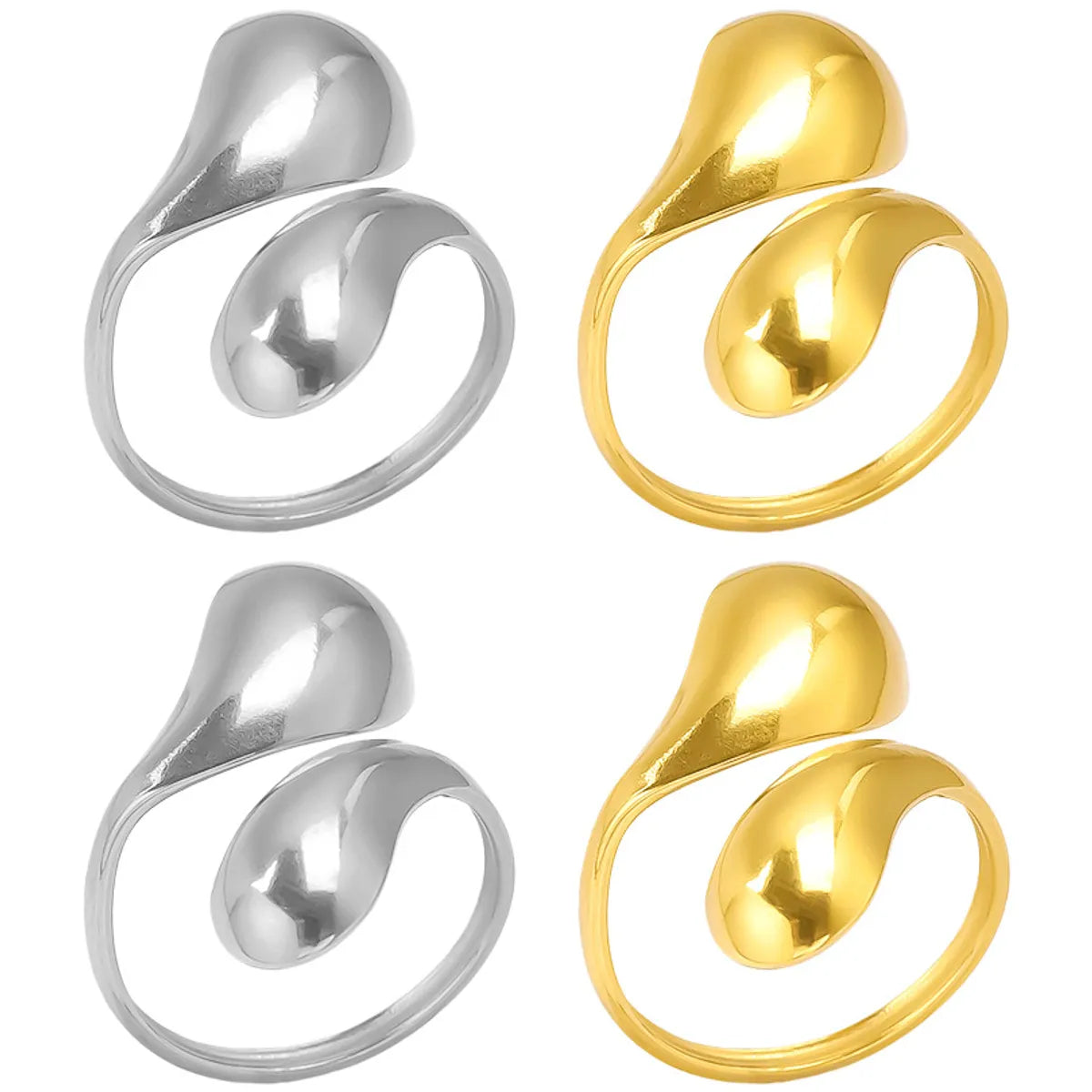 Wholesale Jewelry Simple Style Geometric 304 Stainless Steel 18K Gold Plated Irregular Polishing Open Rings