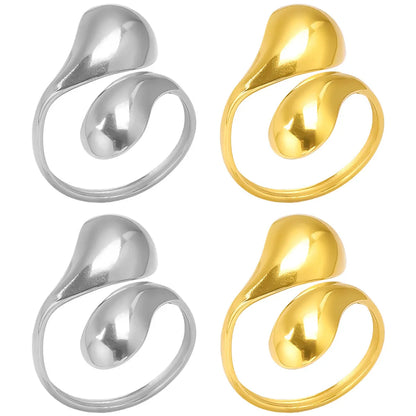 Wholesale Jewelry Simple Style Geometric 304 Stainless Steel 18K Gold Plated Irregular Polishing Open Rings