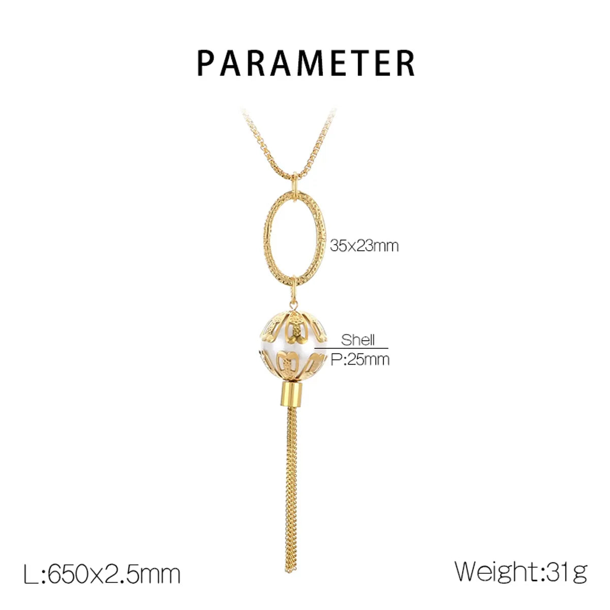 Wholesale Jewelry Simple Style Geometric 304 Stainless Steel 18K Gold Plated Pendant Necklace Sweater Chain