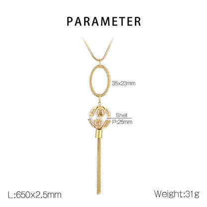 Wholesale Jewelry Simple Style Geometric 304 Stainless Steel 18K Gold Plated Pendant Necklace Sweater Chain