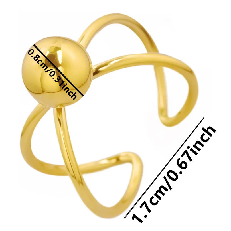 Wholesale Jewelry Simple Style Geometric 304 Stainless Steel 18K Gold Plated Polishing Hollow Out Open Rings