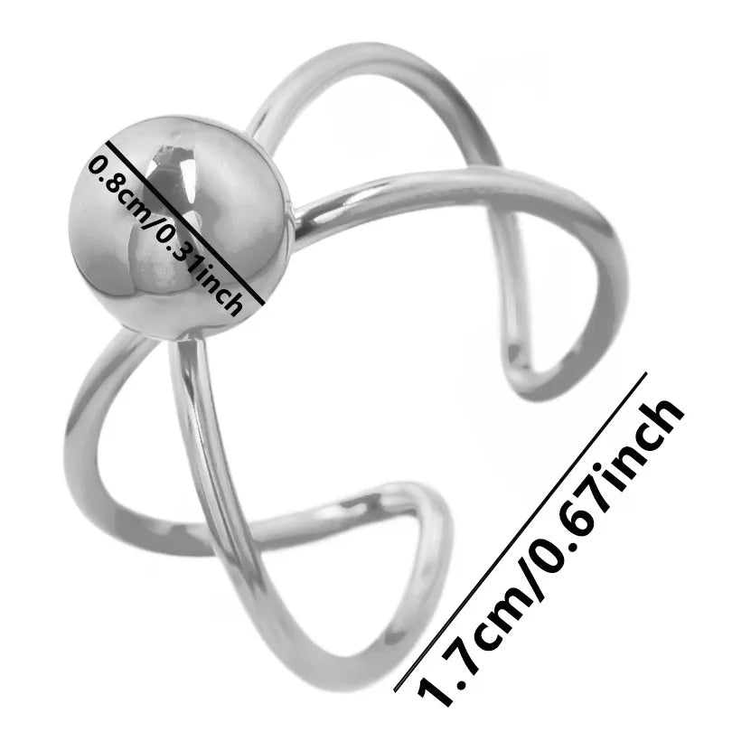 Wholesale Jewelry Simple Style Geometric 304 Stainless Steel 18K Gold Plated Polishing Hollow Out Open Rings