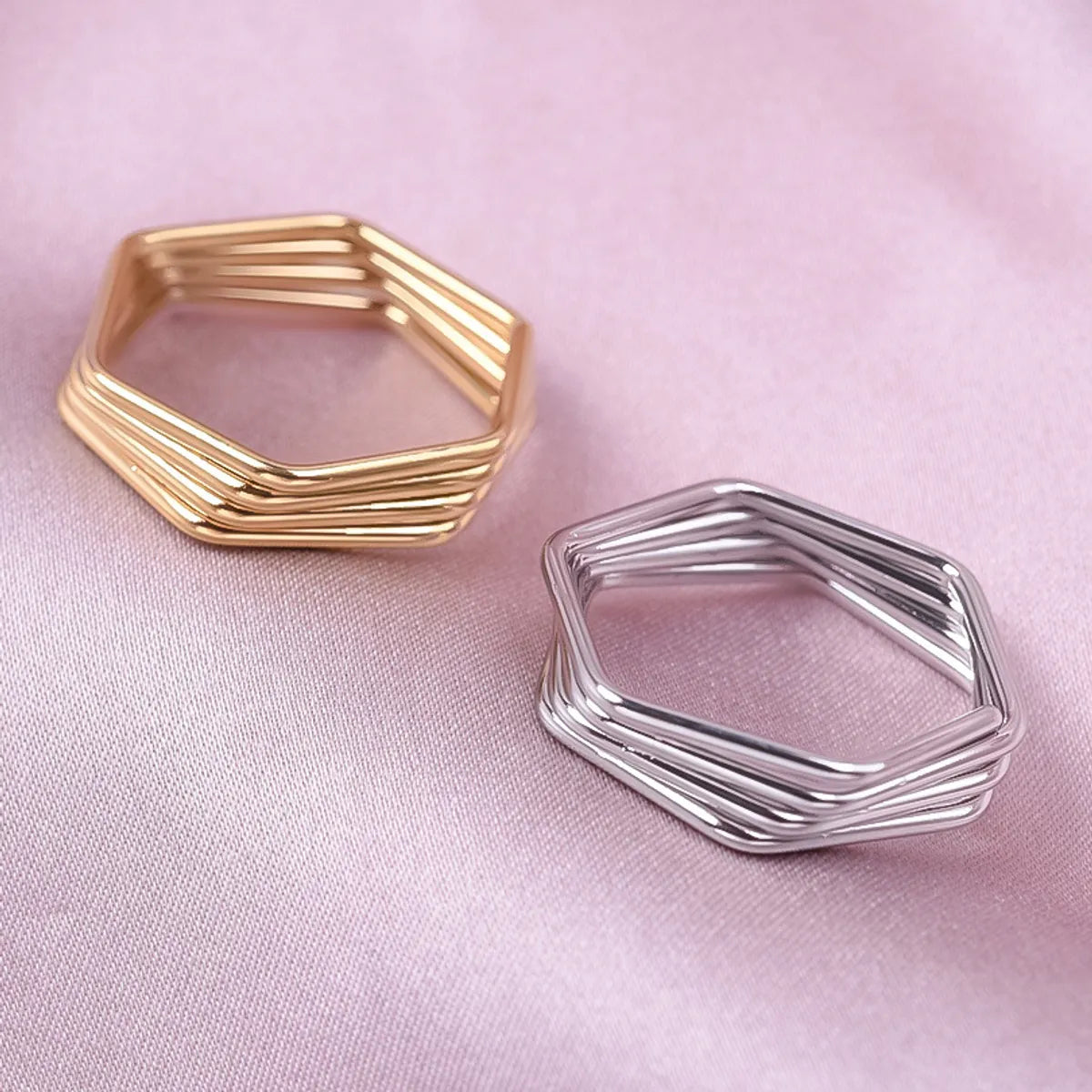 Wholesale Jewelry Simple Style Geometric 304 Stainless Steel 18K Gold Plated Polishing Rings