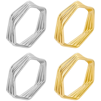 Wholesale Jewelry Simple Style Geometric 304 Stainless Steel 18K Gold Plated Polishing Rings