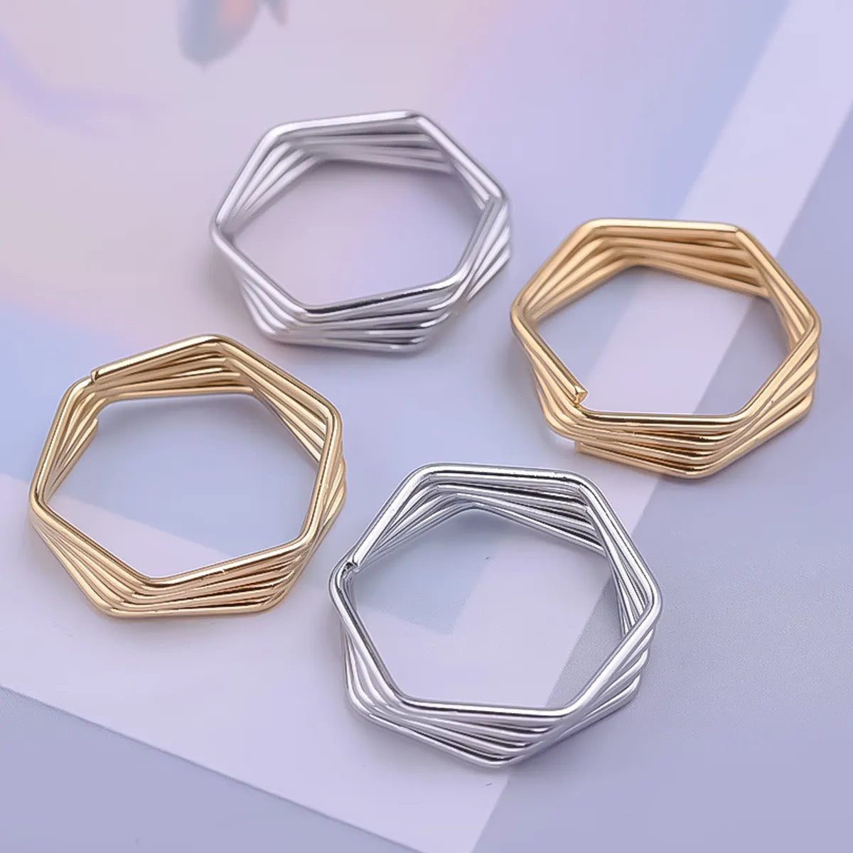 Wholesale Jewelry Simple Style Geometric 304 Stainless Steel 18K Gold Plated Polishing Rings