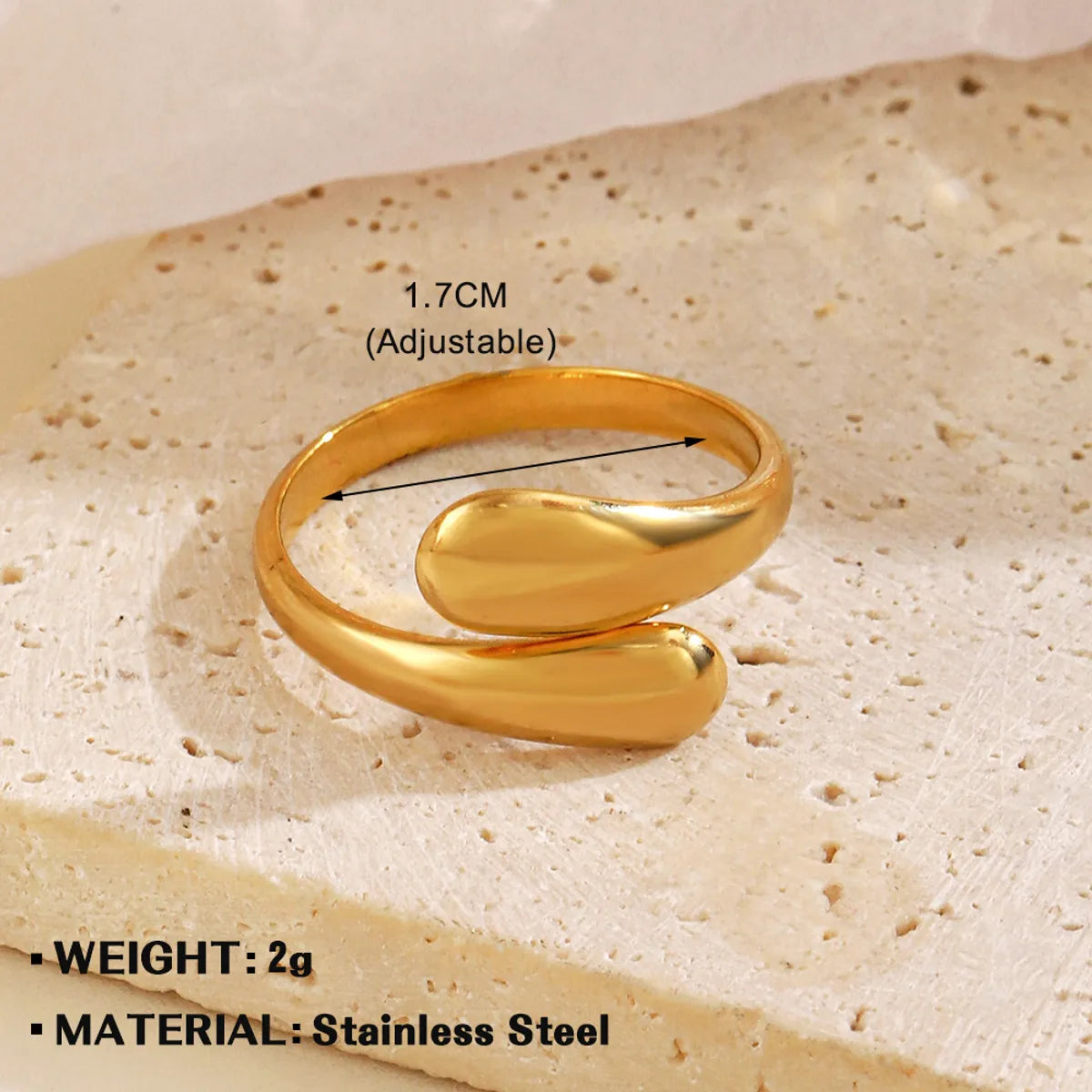 Wholesale Jewelry Simple Style Geometric 304 Stainless Steel Irregular Plating Open Rings