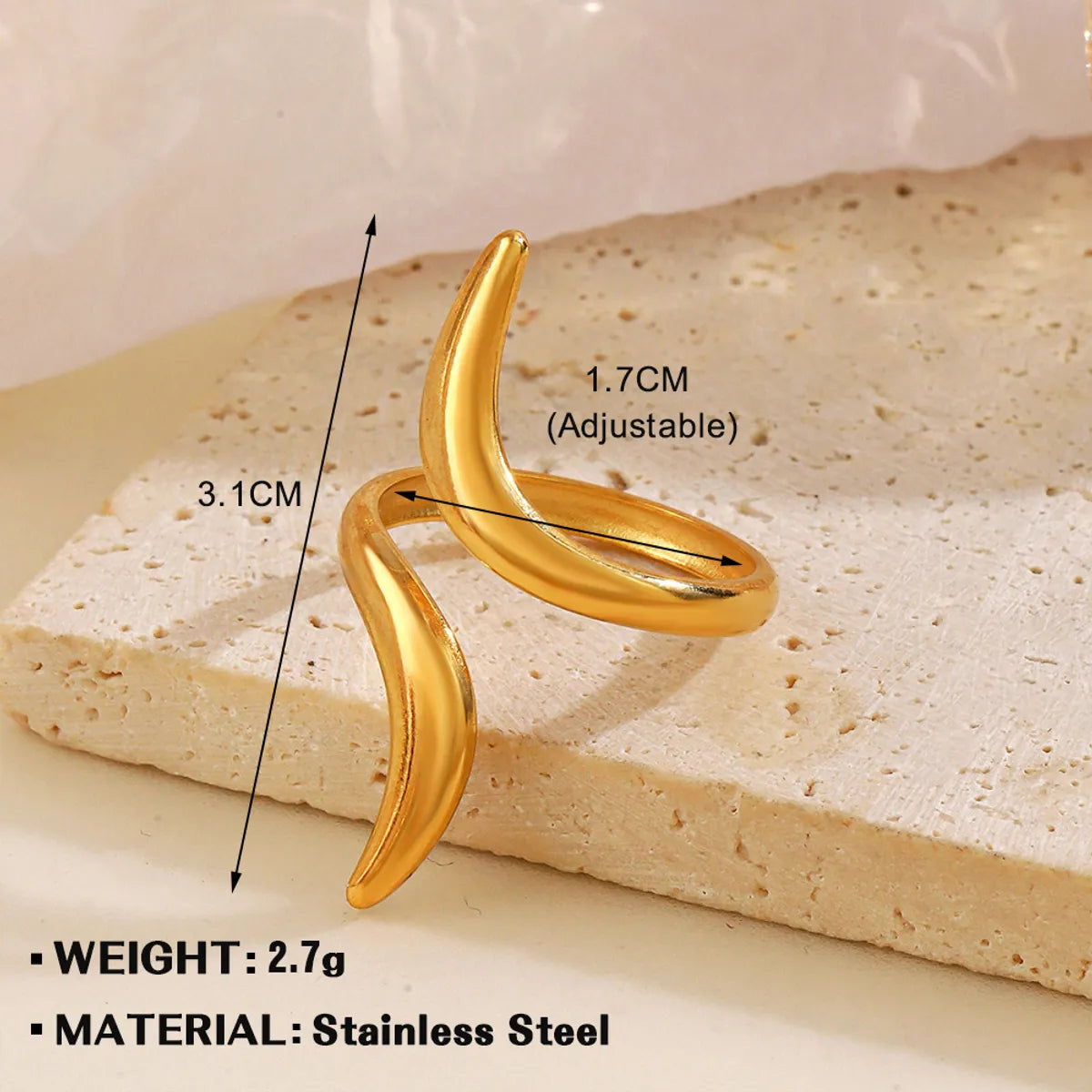 Wholesale Jewelry Simple Style Geometric 304 Stainless Steel Irregular Plating Open Rings