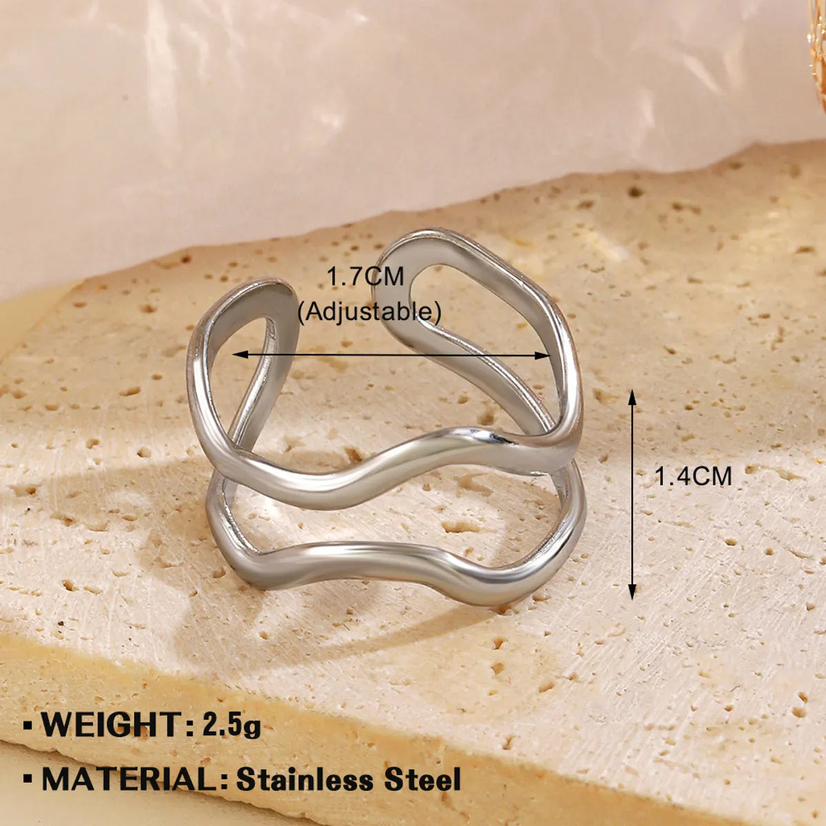 Wholesale Jewelry Simple Style Geometric 304 Stainless Steel Irregular Plating Open Rings