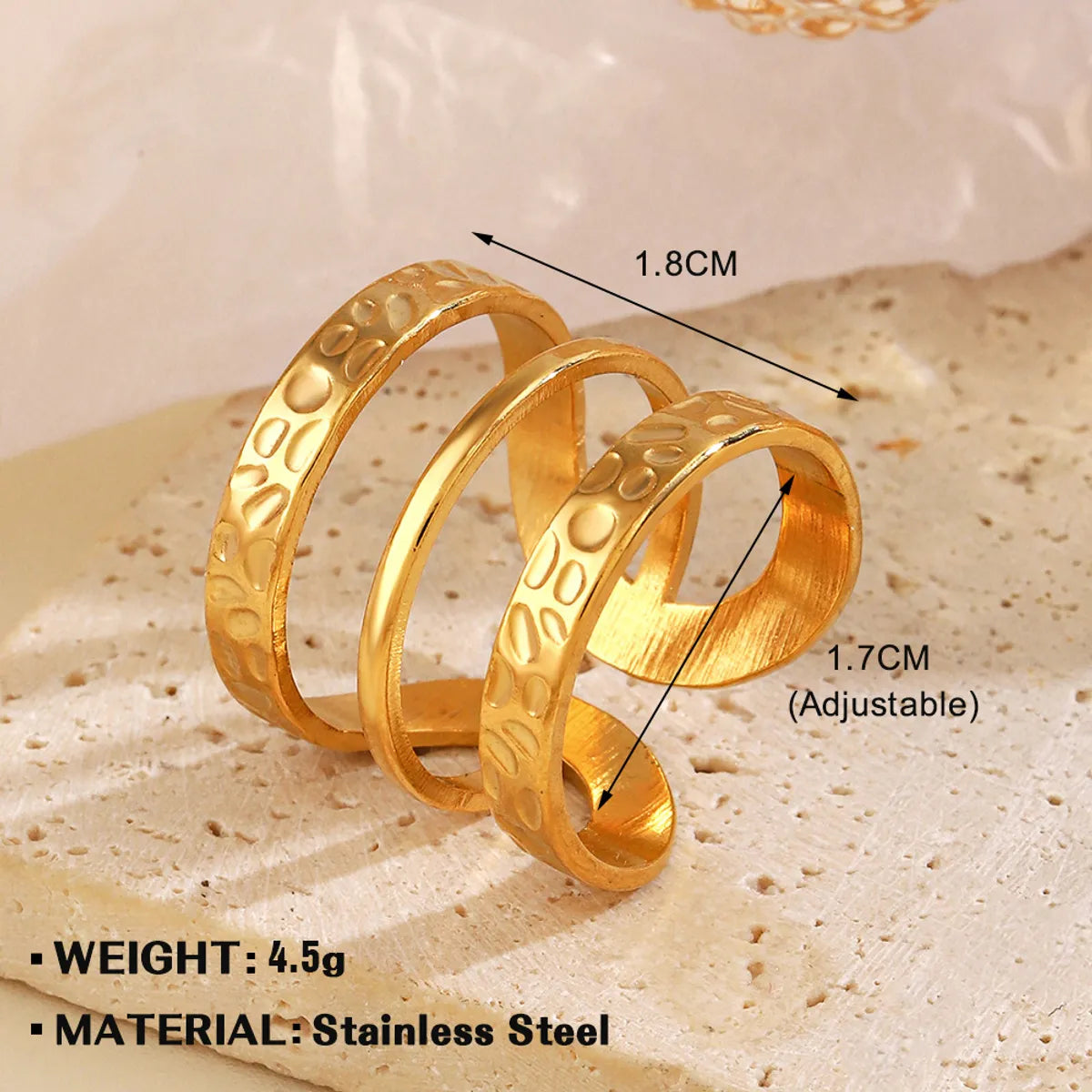 Wholesale Jewelry Simple Style Geometric 304 Stainless Steel Irregular Plating Open Rings