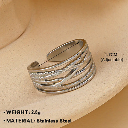 Wholesale Jewelry Simple Style Geometric 304 Stainless Steel Plating Open Rings