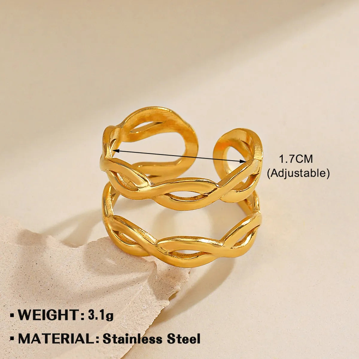 Wholesale Jewelry Simple Style Geometric 304 Stainless Steel Plating Open Rings