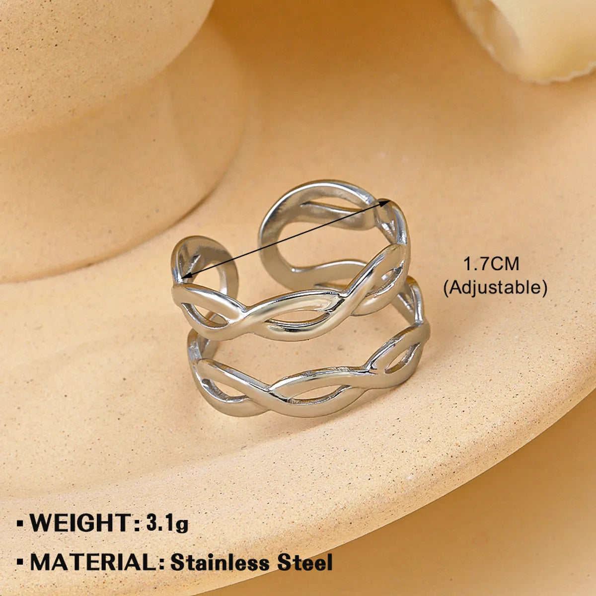 Wholesale Jewelry Simple Style Geometric 304 Stainless Steel Plating Open Rings