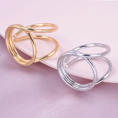 Wholesale Jewelry Simple Style Geometric 304 Stainless Steel Polishing Hollow Out Rings