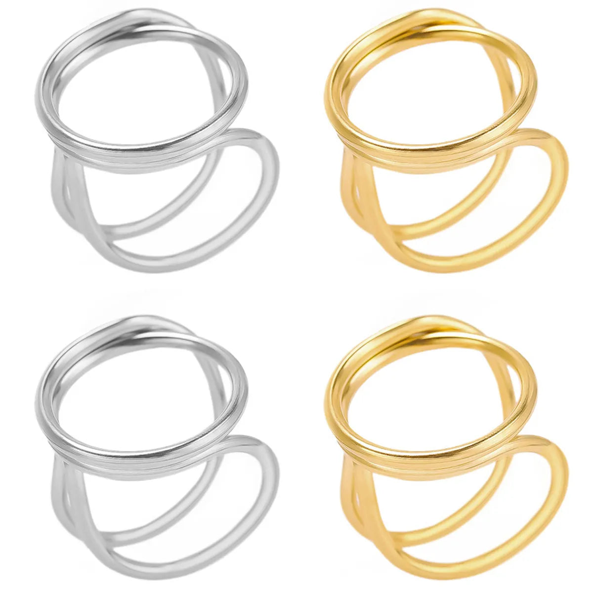 Wholesale Jewelry Simple Style Geometric 304 Stainless Steel Polishing Hollow Out Rings