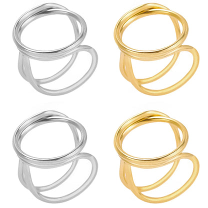 Wholesale Jewelry Simple Style Geometric 304 Stainless Steel Polishing Hollow Out Rings