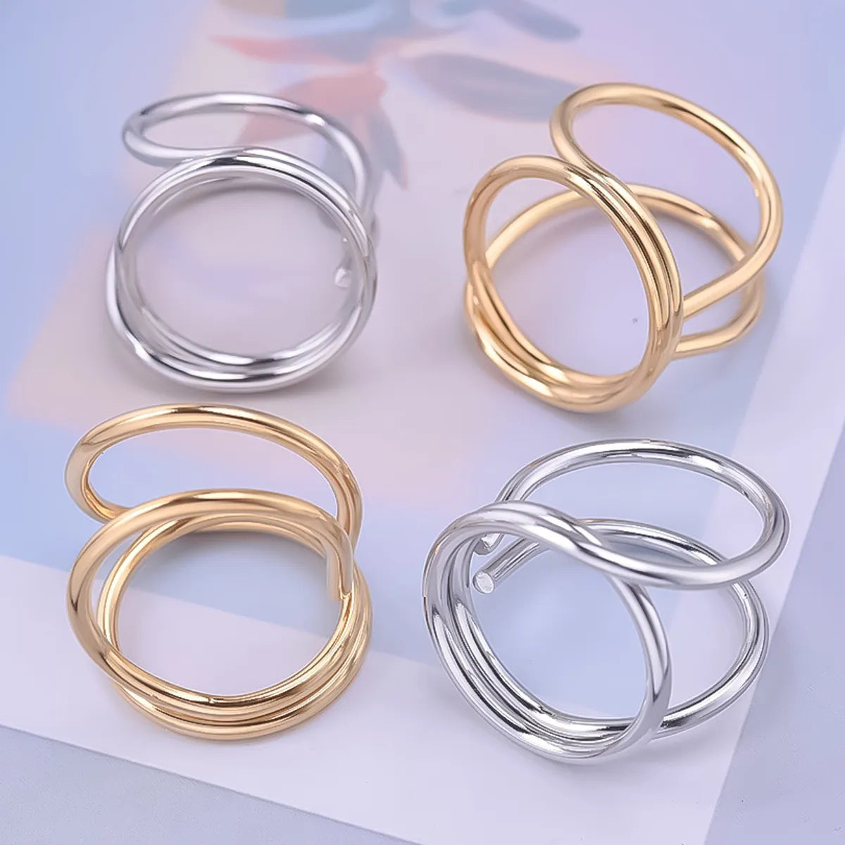 Wholesale Jewelry Simple Style Geometric 304 Stainless Steel Polishing Hollow Out Rings