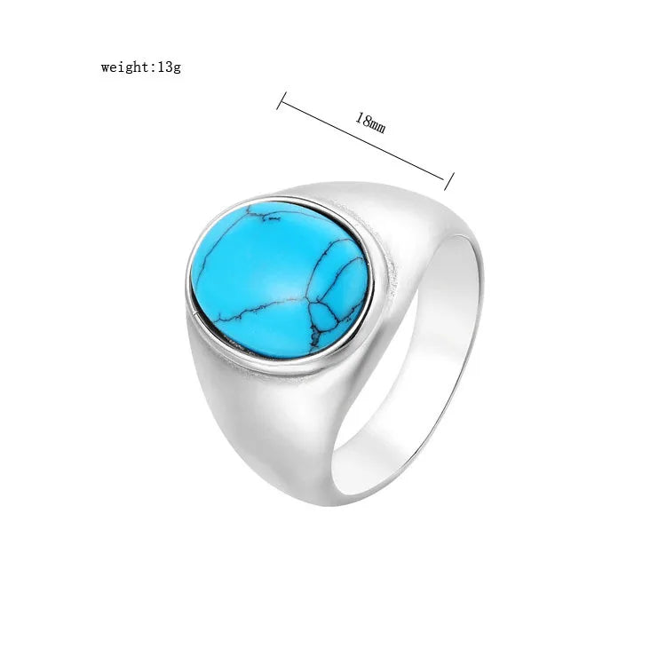 Wholesale Jewelry Simple Style Geometric 304 Stainless Steel Turquoise Rings