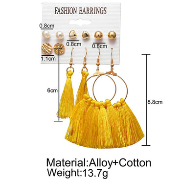 Wholesale Jewelry Simple Style Geometric Alloy Cotton Tassel Drop Earrings Ear Studs