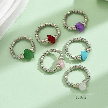 Wholesale Jewelry Simple Style Geometric Gem Beaded Rings