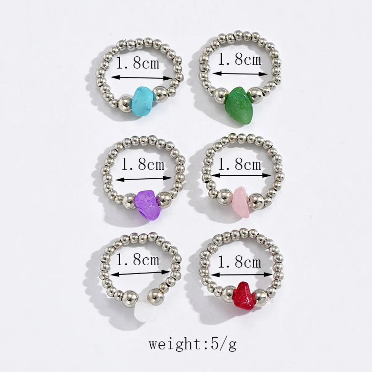 Wholesale Jewelry Simple Style Geometric Gem Beaded Rings