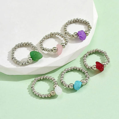 Wholesale Jewelry Simple Style Geometric Gem Beaded Rings