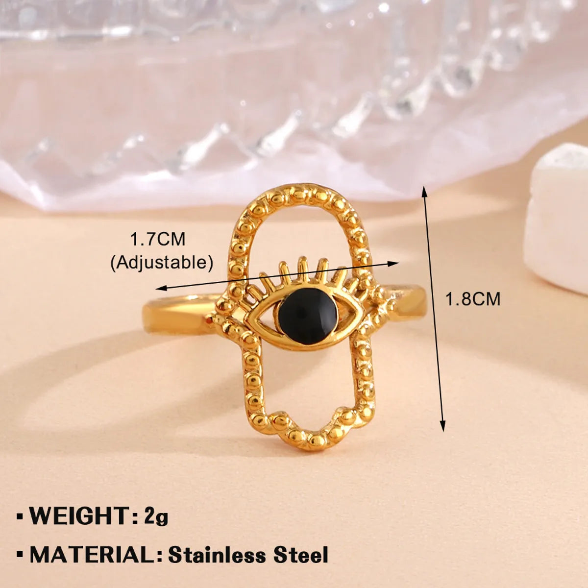 Wholesale Jewelry Simple Style Geometric Heart Shape Eye 304 Stainless Steel Plating Open Rings