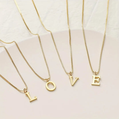 Wholesale Jewelry Simple Style Geometric Letter 201 Stainless Steel 18K Gold Plated Plating Pendant Necklace