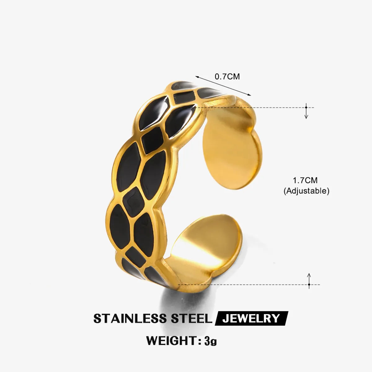 Wholesale Jewelry Simple Style Geometric Letter Eye 304 Stainless Steel 18K Gold Plated Enamel Open Rings