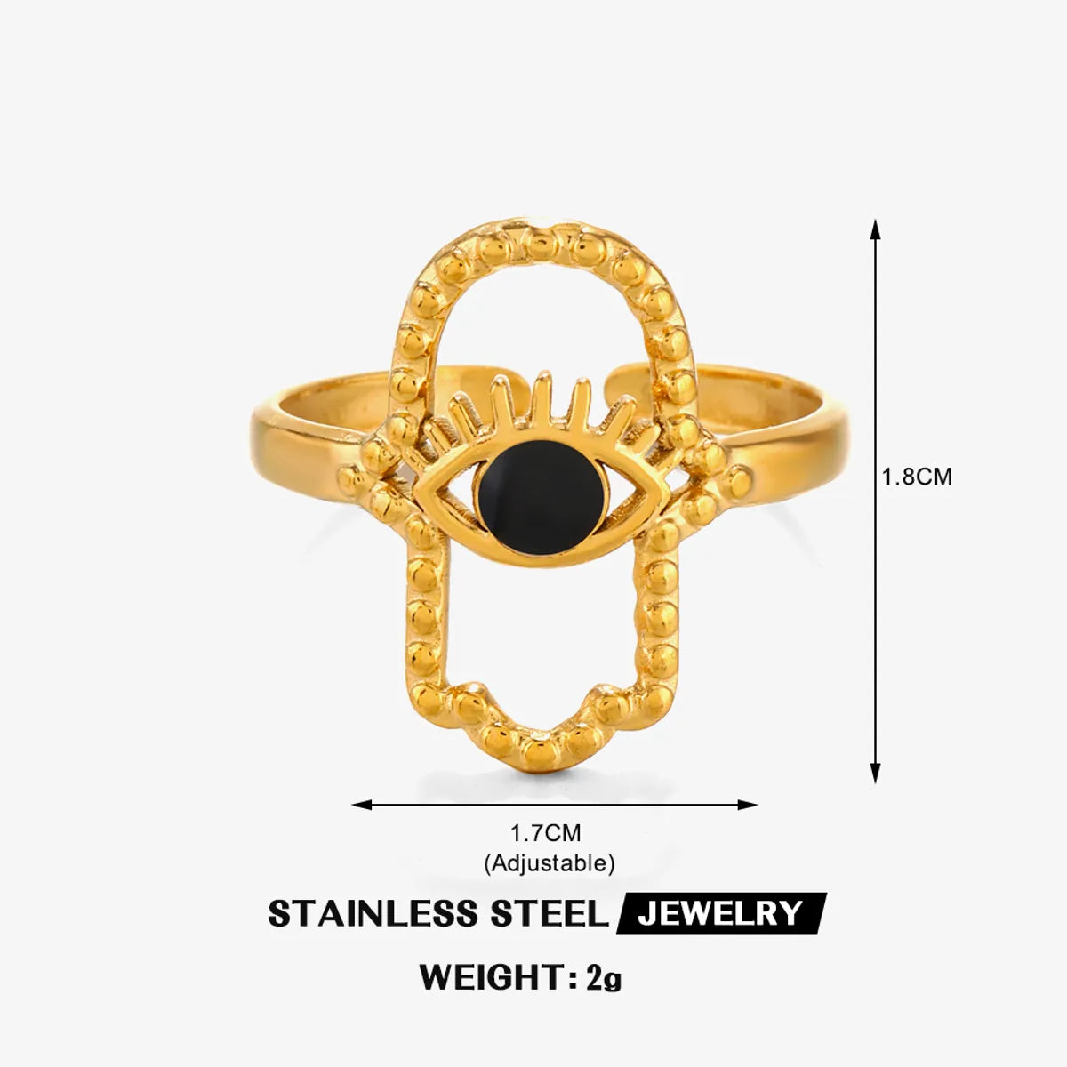 Wholesale Jewelry Simple Style Geometric Letter Eye 304 Stainless Steel 18K Gold Plated Enamel Open Rings