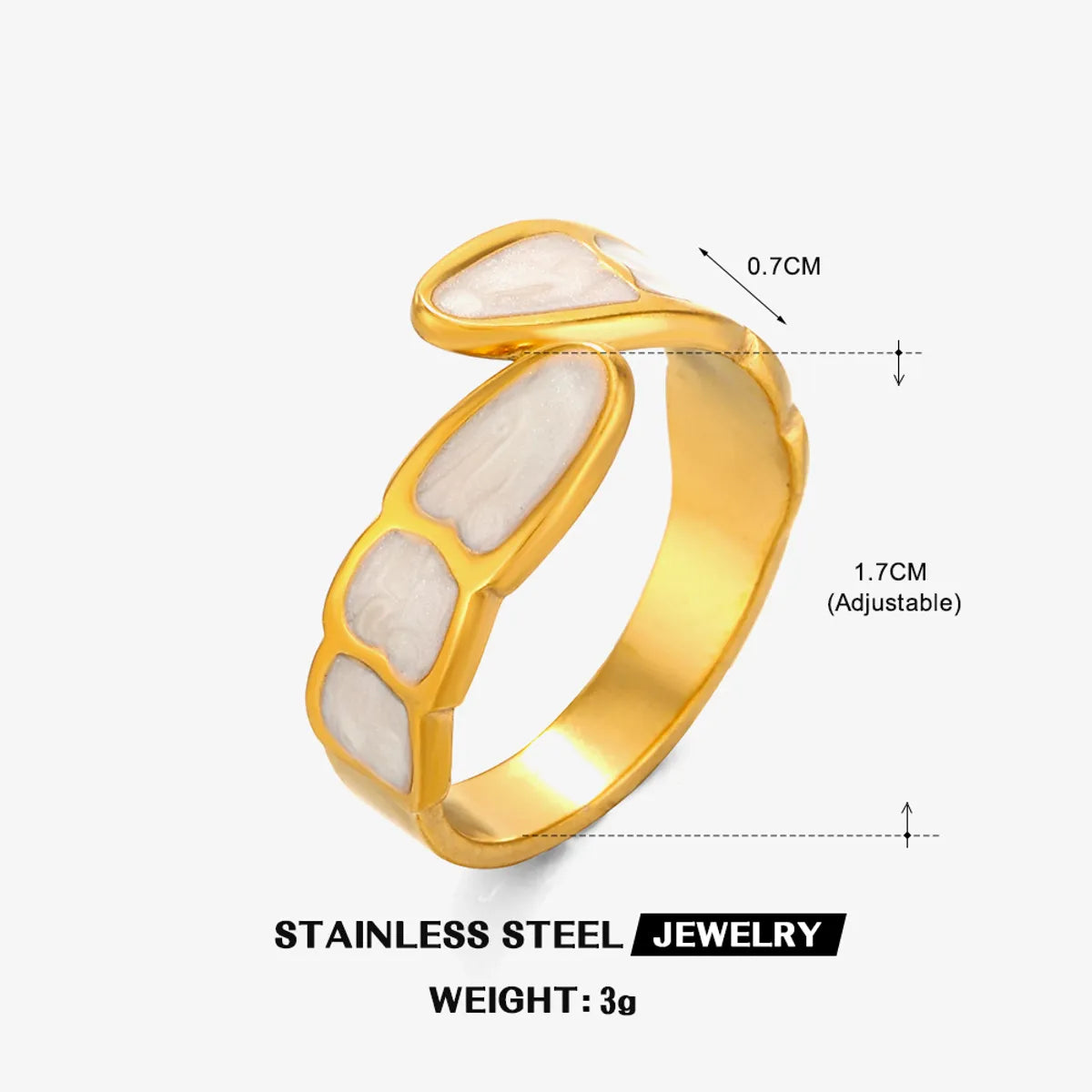 Wholesale Jewelry Simple Style Geometric Letter Eye 304 Stainless Steel 18K Gold Plated Enamel Open Rings