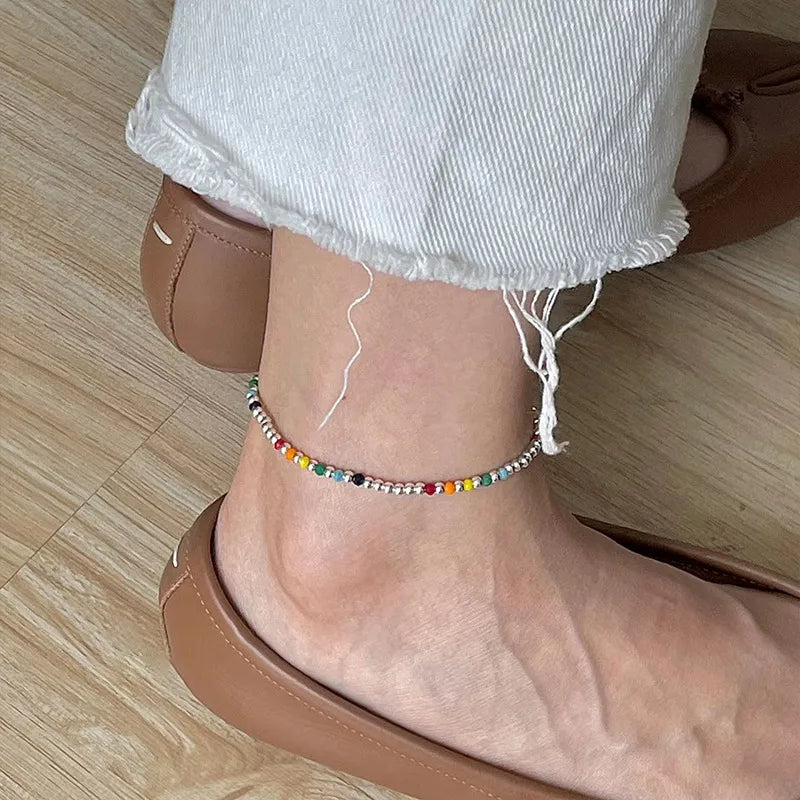 Wholesale Jewelry Simple Style Geometric Plastic Copper Silver Plated Anklet