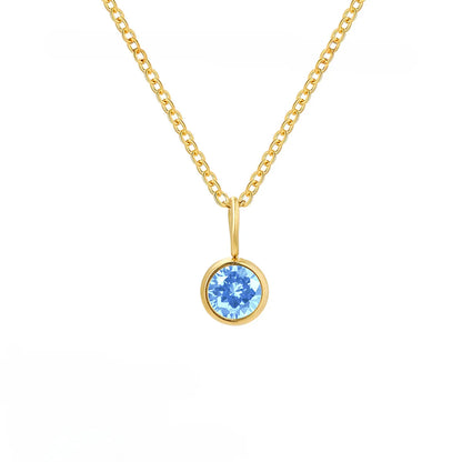 Wholesale Jewelry Simple Style Geometric Round 201 Stainless Steel Birthstone Gold Plated Plating Inlay Pendant Necklace